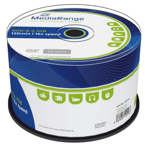 DVD-R MEDIJ PRINTABLE MEDIARANGE SPINDLE (CAKE) 1/50  240 / 299 , KDVDRPRSP50