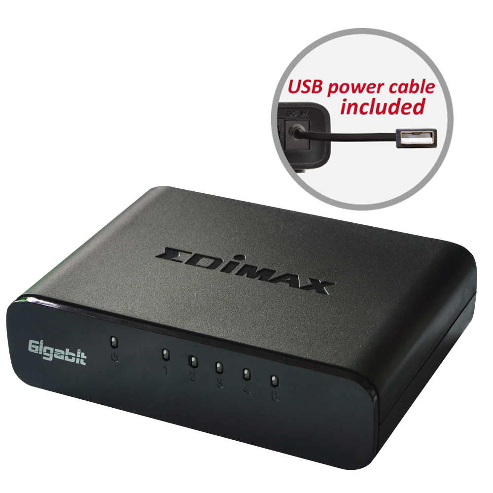 Edimax 5-Port Gigabit Desktop Network  Switch, ES-5500G V3