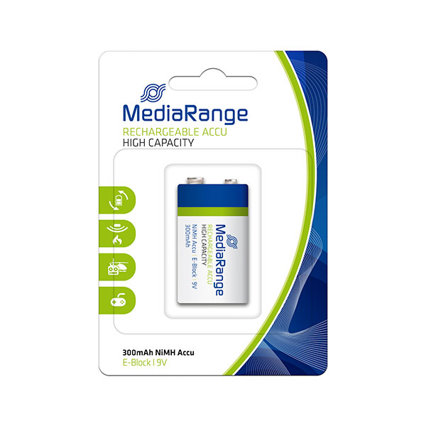 MediaRange E-Block (6HR61/HR22) 9V punjiva bat. NI-Mh 1kom , MRBAT124