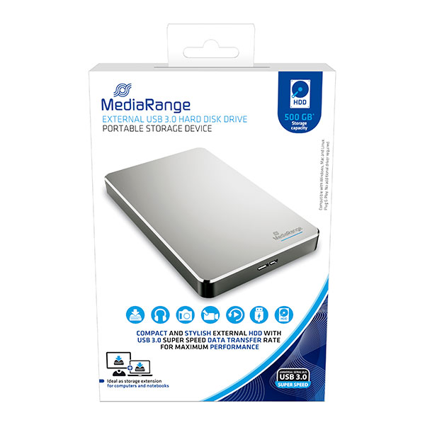 MediaRange Eksterni  HDD 500 GB, USB 3.0, srebrni , MR995