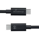 MediaRange kabel USB-C na USB-C  za punjenje i prijenos podataka USB 3.0 PowDel. 5Gbit/s 1.2m, MRCS213