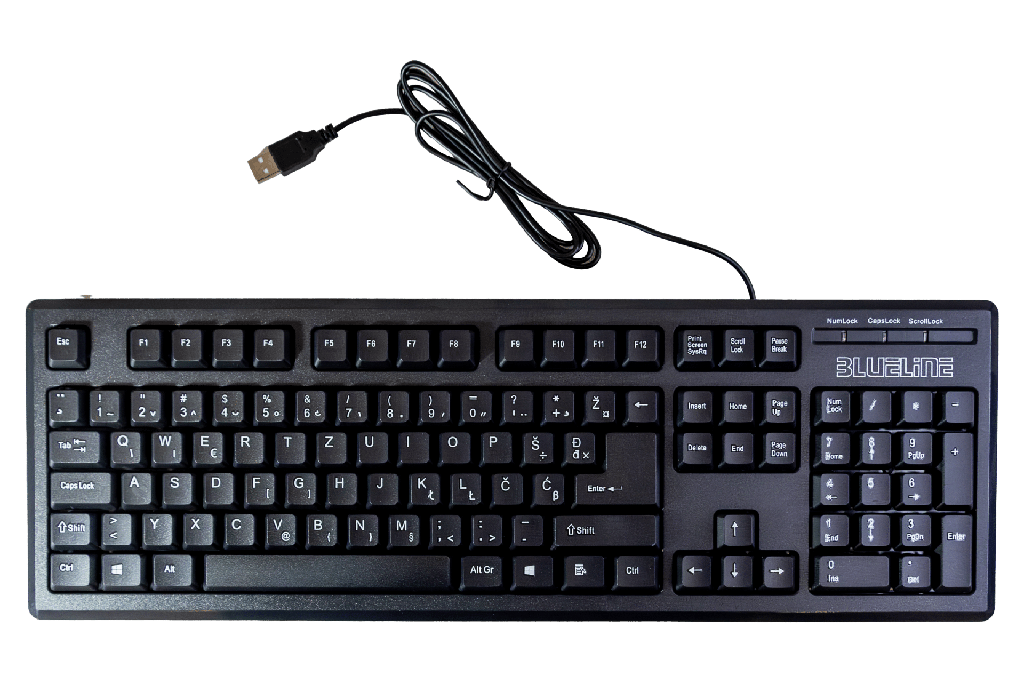 Tipkovnica Blueline K2, USB, crna, HR znakovi