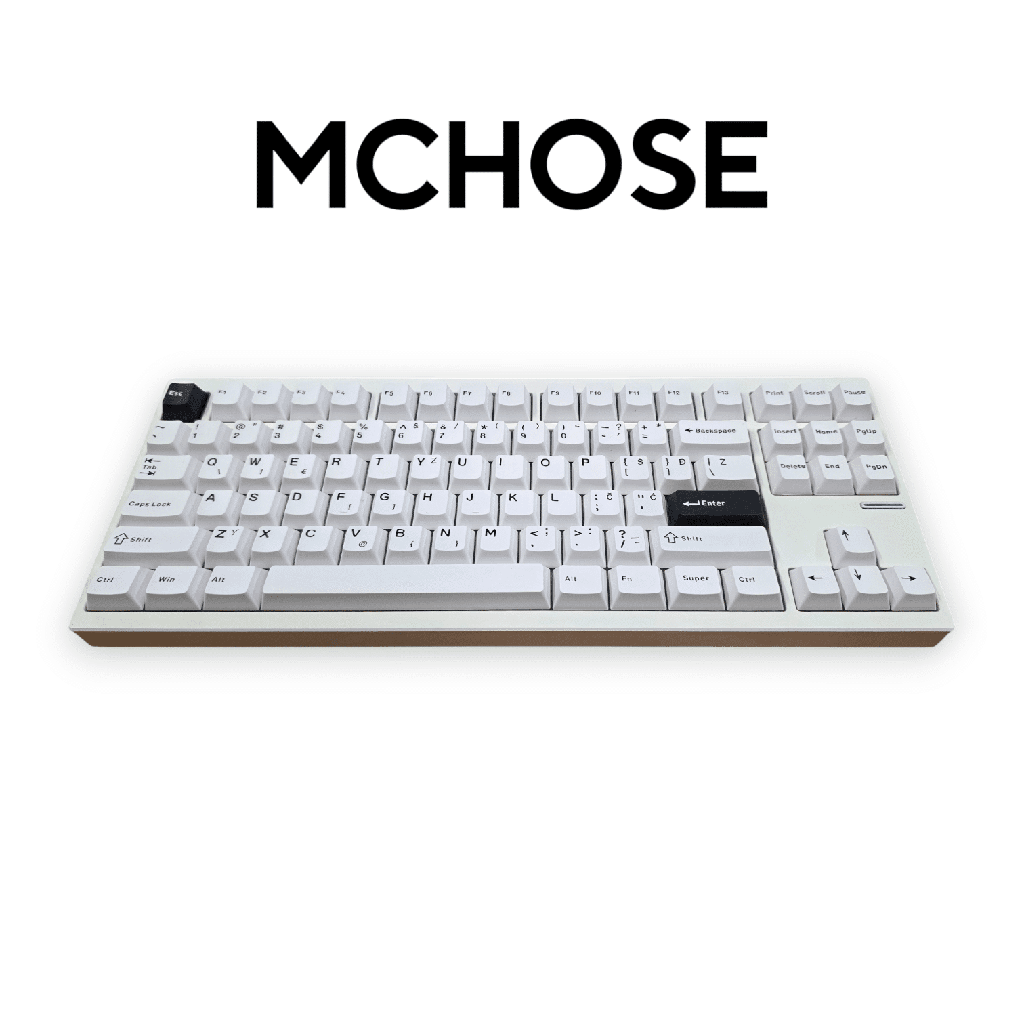 MCHOSE GX87 Ultra Aluminum Custom Mechanical Keyboard with QMK/VIA, White Electrophoresis, 80%,GX87-A5 /HR znakovi/