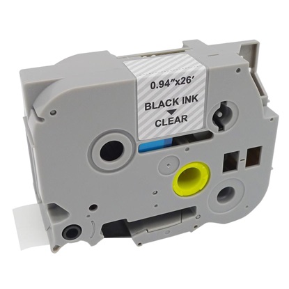 MediaRange Label Tape Cartridge, Replacing Brother TZ-151/TZe-151, 24mm, 8m, Laminated and Permanent Adhesive, Black on Clear