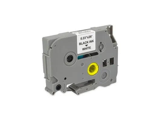 MediaRange Label Tape Cartridge, Replacing Brother TZ-211/TZe-211, 6mm, 8m, Laminated and Permanent Adhesive, Black on White