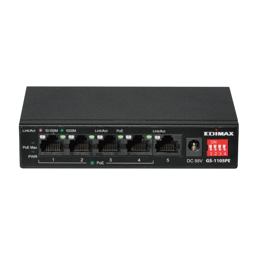 Edimax Long Range 5-Port Gigabit  Switch with 4-Port PoE+, GS- 1105PE