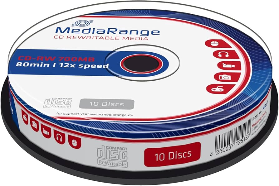 CD-RW 700MB I 80min, 12x speed, Cake 10, MR235, MediaRange
