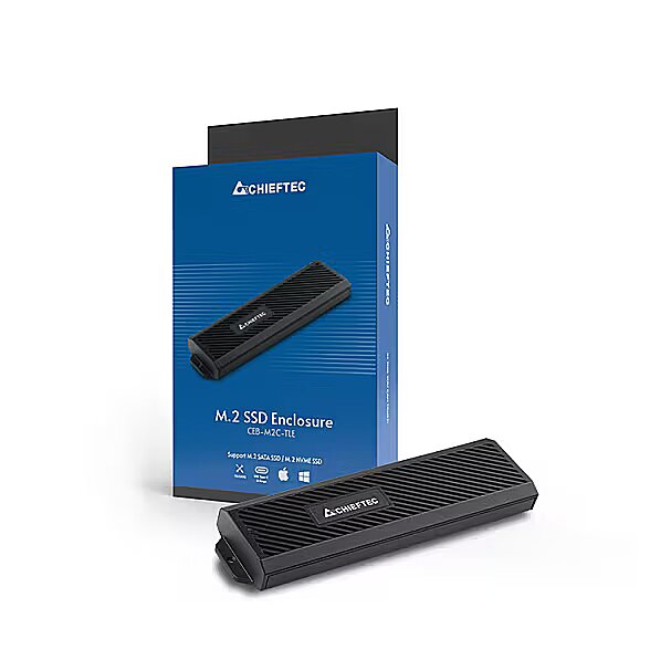 Chieftec CEB-M2C-TLE, tool-less external box  for NVMe/SATA M2 SSD, ladica/enclosure, black