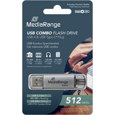 MediaRange USB memorija 512 GB, USB-A i USB-C, USB 3.2 Gen 1 – MR940-1