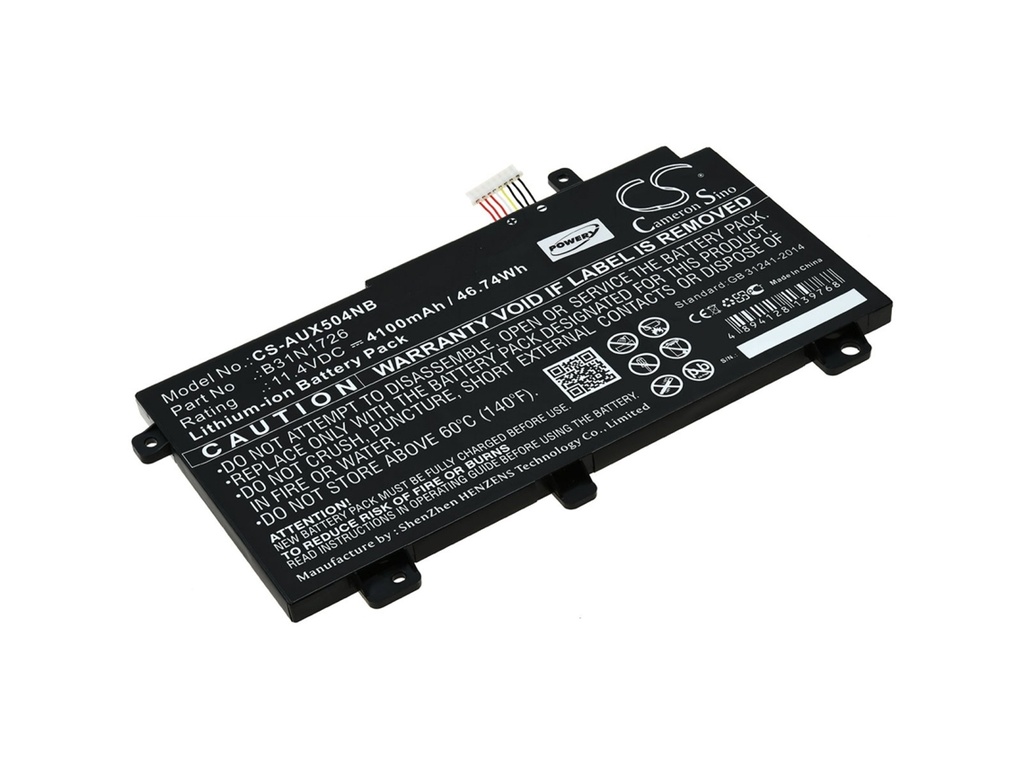 Baterija za Asus Typ B31N1726 (11,4V,4100mAh/46,7Wh, Li-Ion), N9FX504 (kopija)