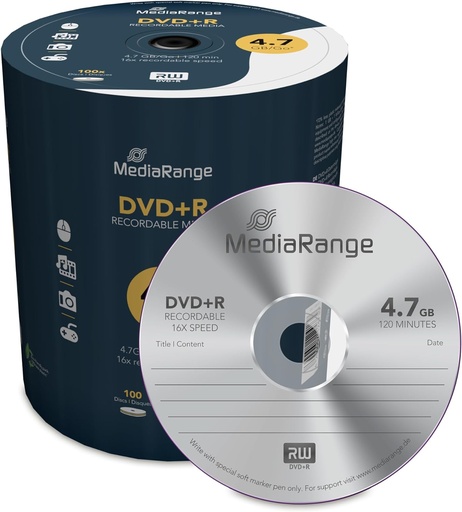 [49TDVD25] DVD+R MEDIJ Mediarange SPINDLE (shrink)  1/100 , MR443