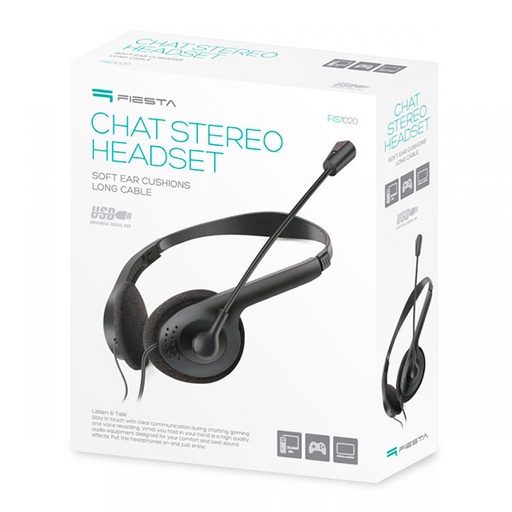[65000570] Fiesta FIS1020 USB Headset with Microphone, Black, FIS1020