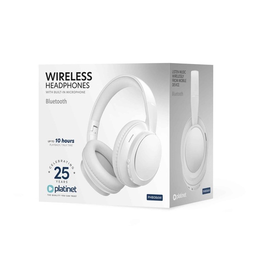 [PHB086W] Platinet PHB086W bežične Bluetooth slušalice s mikrofonom, bijele