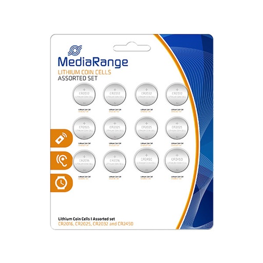 [15MRBAT139] MediaRange 2x CR2016, 4x CR2025, 4x CR2032 i 2x CR2450 Litijeve baterije COIN 12kom set , MRBAT139