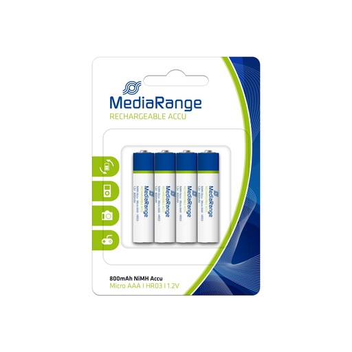 [15MRBAT120] MediaRange AAA(HR03) 1,2V punjive NI-Mh 800mAh 4kom , MRBAT120