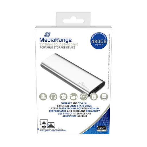 [81USB524] MediaRange Eksterni  SSD 480GB,USB type -  C, srebrni , MR1102