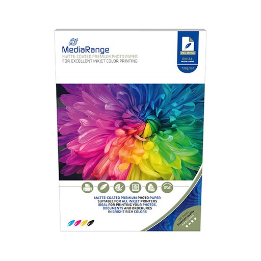 [12LEX000] MediaRange FOTO PAPIR A4 100kom 130g MAT za InkJet pisače , MRINK101