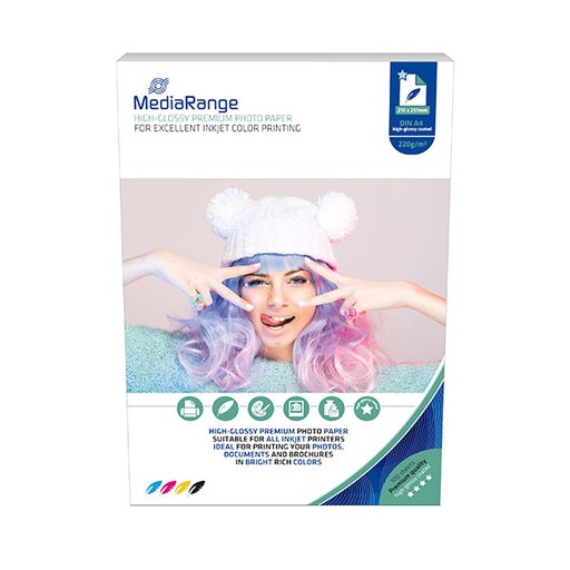 [90000120] MediaRange FOTO PAPIR A4 100kom 220g SJAJNI za InkJet pisače , MRINK103
