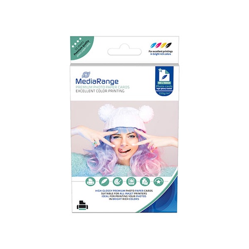 [90002552] MediaRange FOTO PAPIR KARTICA 10x15cm (4x6“) 50kom 220g SJAJNA za InkJet pisače , MRINK104