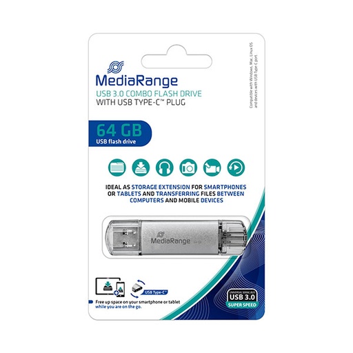 [81MR937] MediaRange MEMORIJA USB STICK 3.0, 64GB s USB Type  - C konektorom , MR937