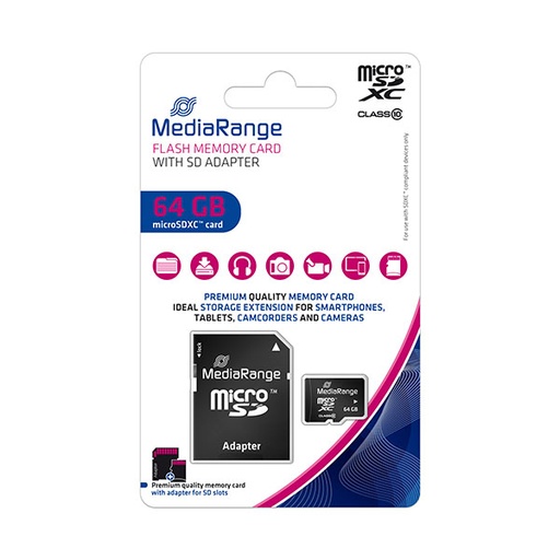 [810013672] MediaRange MICRO SDXC MEMORIJSKA KARTICA, SD Adapter, klasa 10,  64GB , MR955