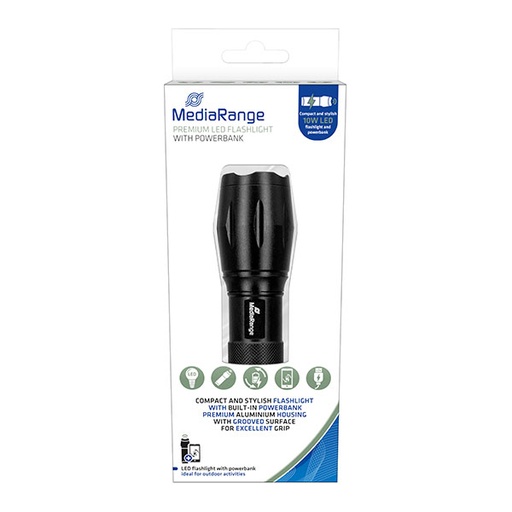 [16MR735] MediaRange Mobilni punjač I Powerbank, s LED svjetiljkom , 1.800mAh, crna.  , MR735