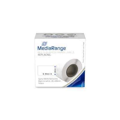 [MRDY99010] MediaRange Multi-purpose paper labels, for label printers using Dymo 99010/S0722370, permanent adhesive, 28x89mm, 130 pcs, black on white