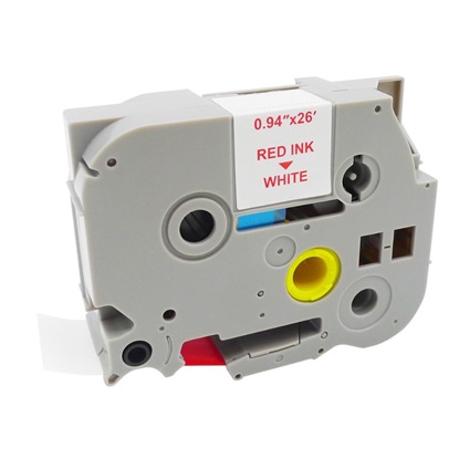 [MRBTZ252] MediaRange Label Tape Cartridge, Replacing Brother TZ-252/TZe-252, 24mm, 8m, Laminated and Permanent Adhesive, Red on White