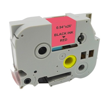 [MRBTZ451] MediaRange Label Tape Cartridge, Replacing Brother TZ-451/TZe-451, 24mm, 8m, Laminated and Permanent Adhesive, Black on Red