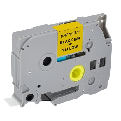 [MRBTZ631S] MediaRange Label Tape Cartridge, Replacing Brother TZ-631S/TZe-631S, 12mm, 4m, Laminated and Permanent Adhesive, Black on Yellow